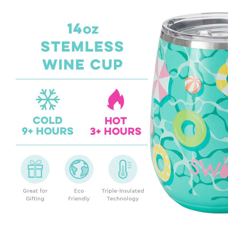 SWIG - 14 oz Stemless Wine Cup, Lazy River - Monogram Market