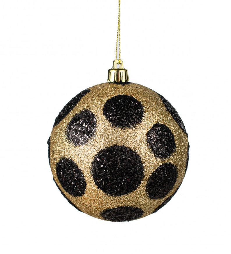 Glitter Dot Ball Ornament - Black & Gold, 4" - Monogram Market