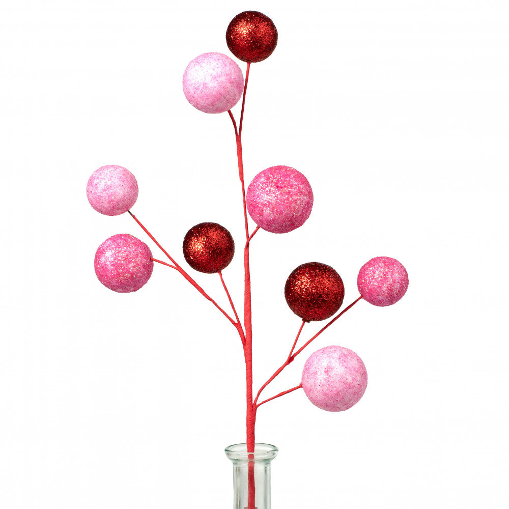 Glittered Ball Spray - Hot Pink/Light Pink/Red, 21" - Monogram Market