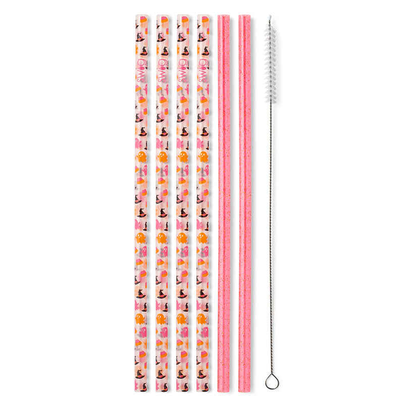SWIG Tall Straw Set, Hey Boo & Pink Glitter - Monogram Market