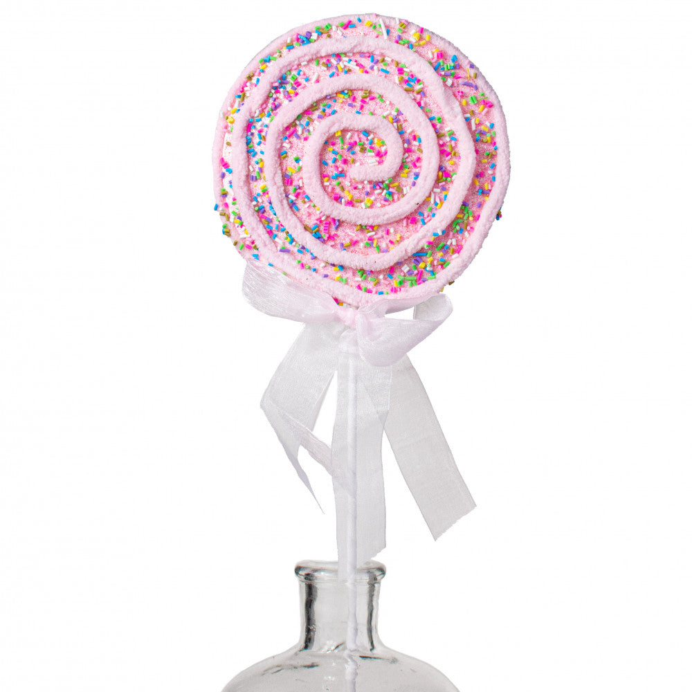 Chenille Sprinkle Lollipop Ornament - Pink, 22" - Monogram Market