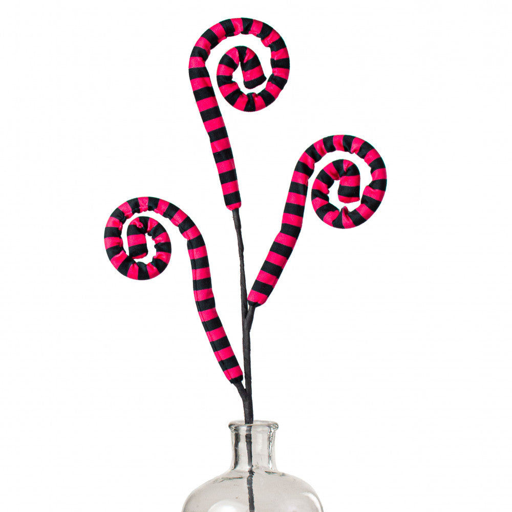 Stripe Spiral Curly Spray - Fuchsia & Black, 29" - Monogram Market