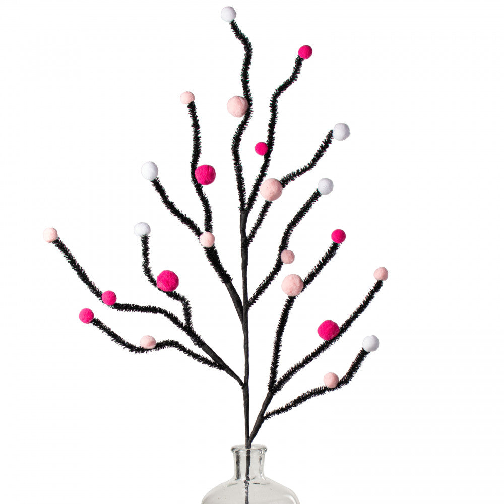 Felt Ball Twig Spray - Fuchsia, Pink & White, 31" - Monogram Market