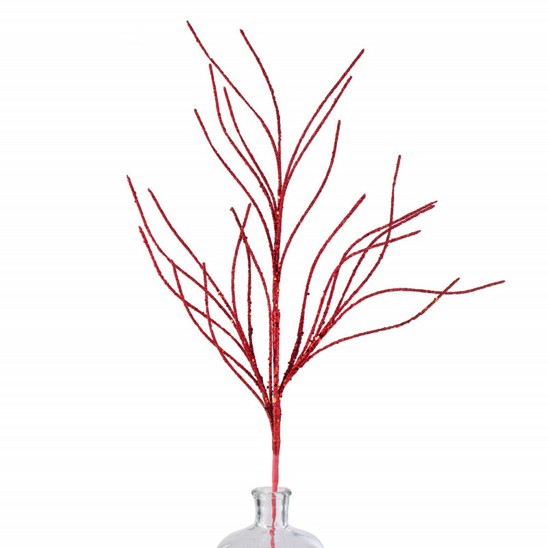 Glitter Twig Spray - Red, 30" - Monogram Market