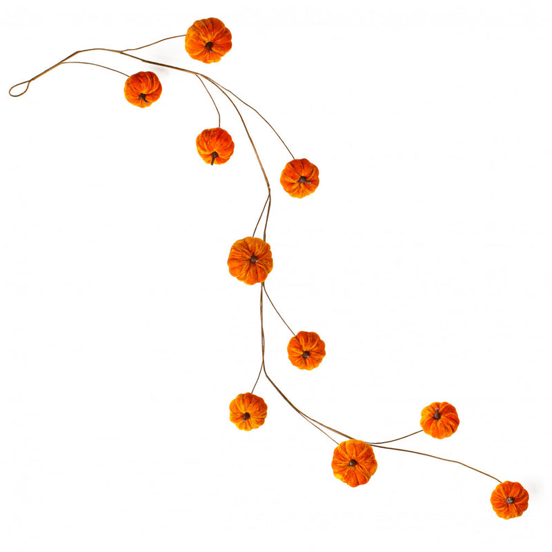 Velvet Pumpkin String Garland, Orange - 48" - Monogram Market