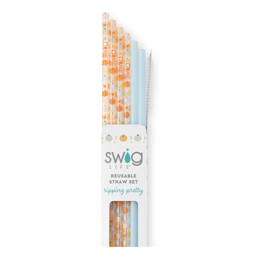 SWIG Tall Straw Set, Pumpkin Spice & Light Blue - Monogram Market