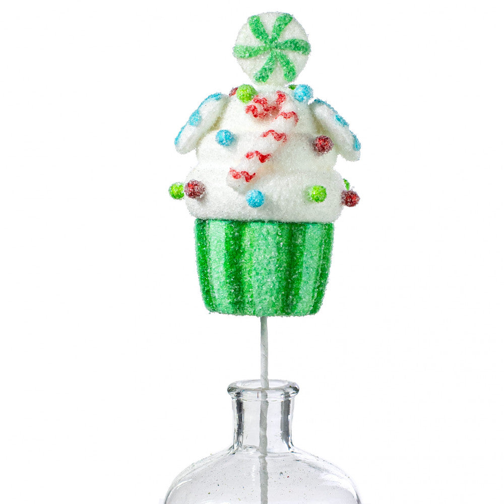 Candy Cupcake Ornament Pick - Green, 16" - Monogram Market