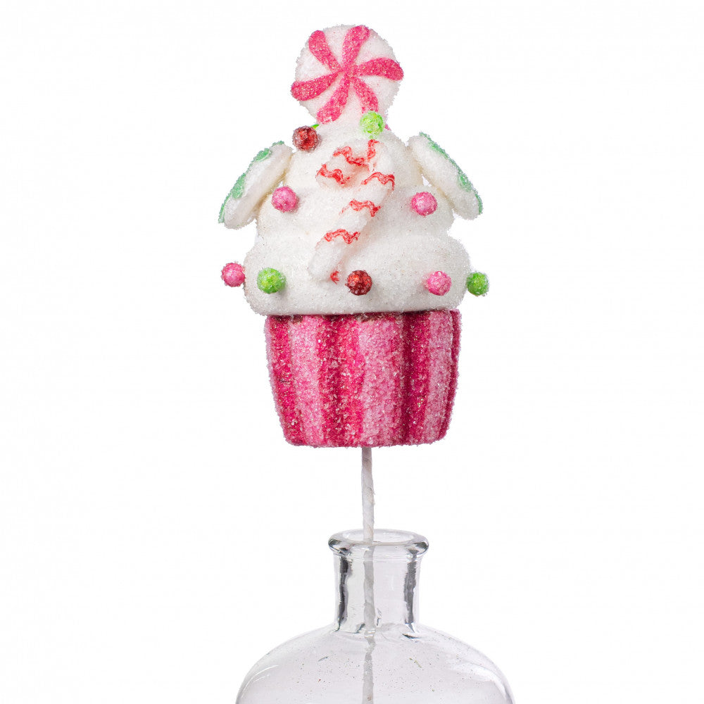 Candy Cupcake Ornament Pick - Pink, 16" - Monogram Market