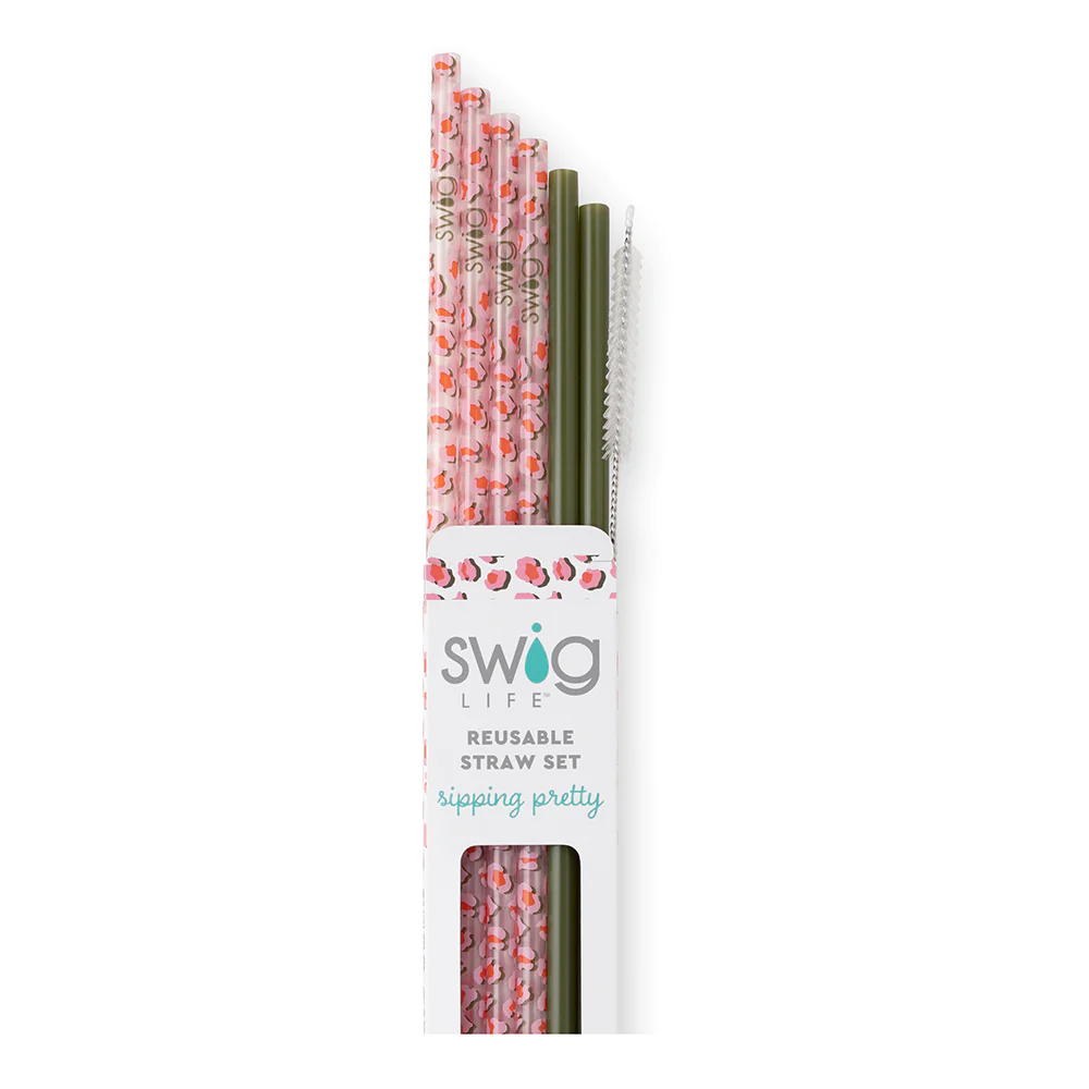 SWIG Tall Straw Set, On The Prowl & Olive - Monogram Market