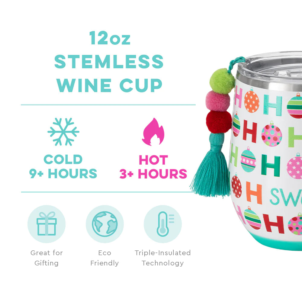 SWIG - 14 oz Stemless Wine Cup, HoHoHo - Monogram Market