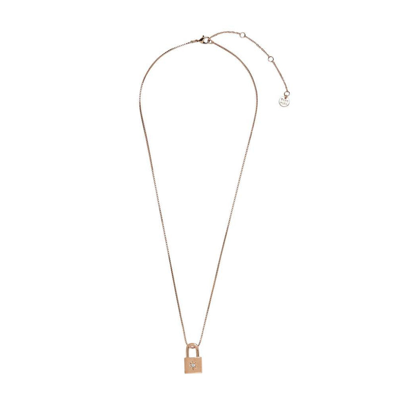 PuraVida, Lock Pendant Necklace,  Rose Gold - Monogram Market