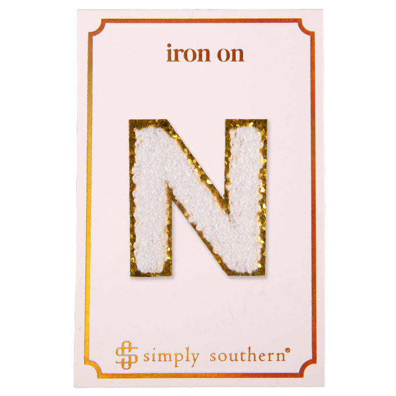 Simply Southern - Iron on Chenille Initial Patches (WHITE) - Monogram Market