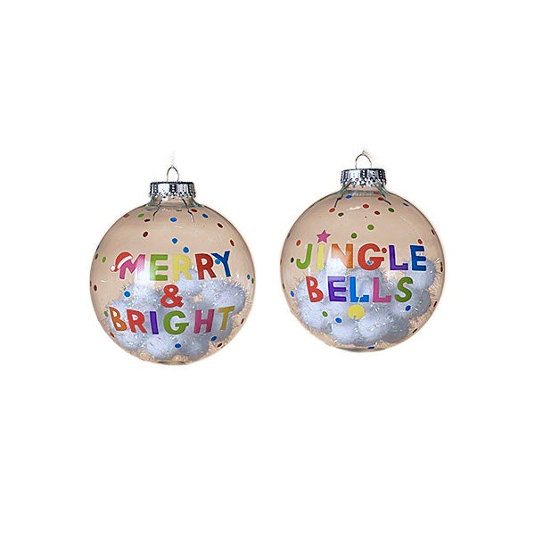 Glass Christmas Ornaments with Bright Sentiments, 4" - Monogram Market