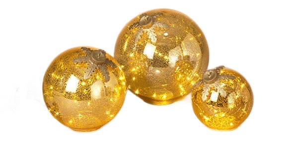 Large Lighted Mercury Glass Christmas Ornaments, Gold - Monogram Market