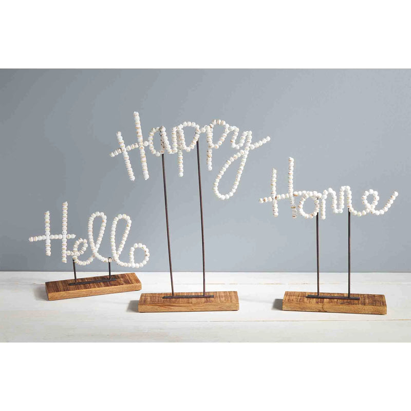 Mud Pie - Beaded Sentiment Sitters (Hello, Home, Happy) - Monogram Market