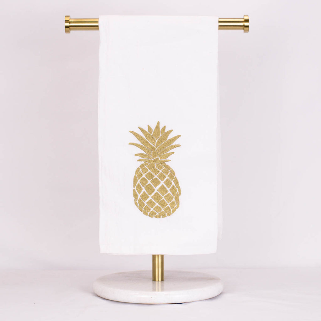 Pineapple Flour Sack Hand Towel, Gold - Monogram Market