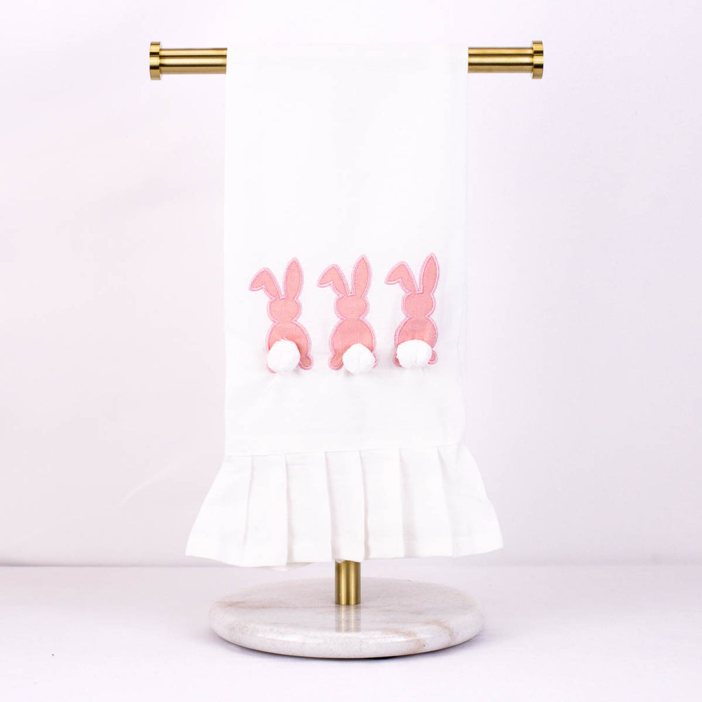 Bunny Ruffle Hand Towel, Pink - Monogram Market