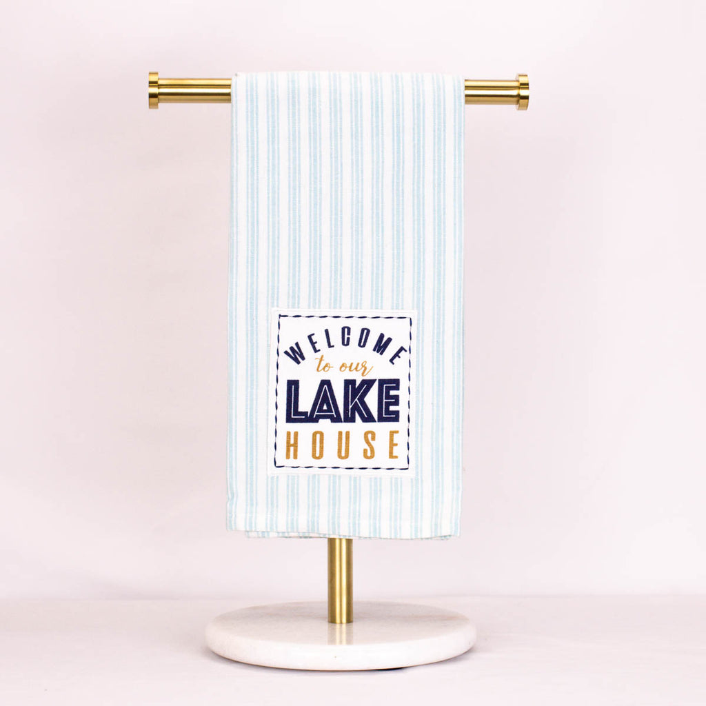 Lake House Ticking Stripe Hand Towel - Monogram Market