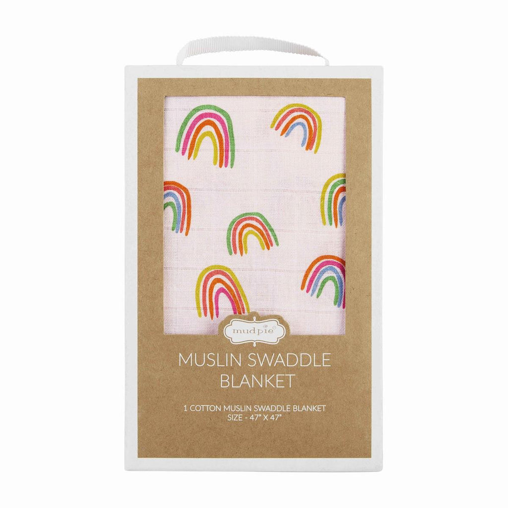 Mud Pie Baby - Rainbow Swaddle Blanket - Monogram Market
