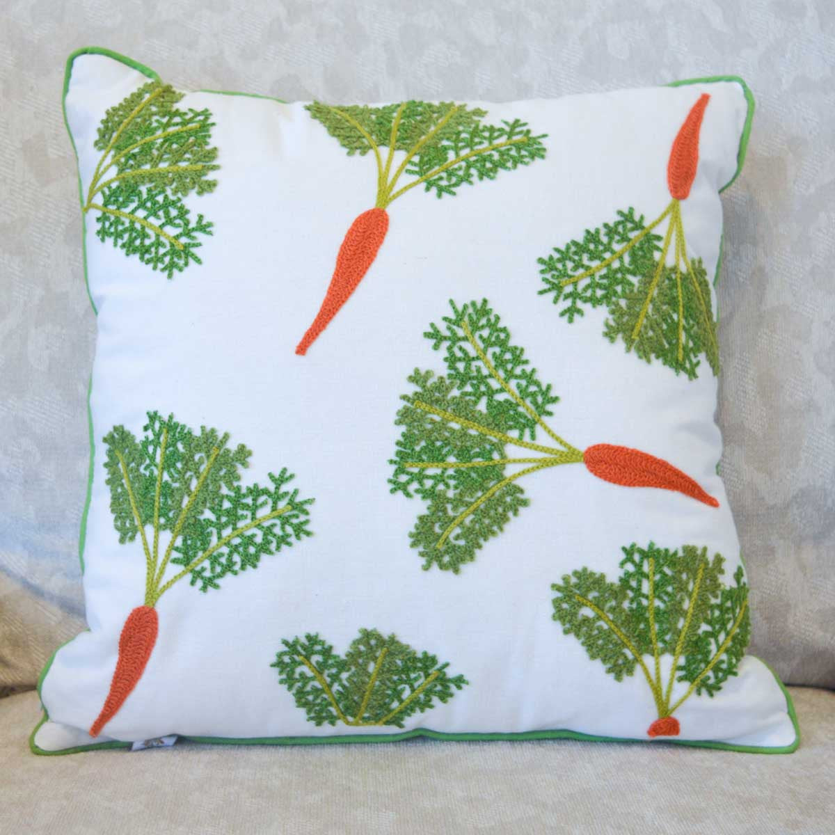 Easter Carrots Embroidered Pillow