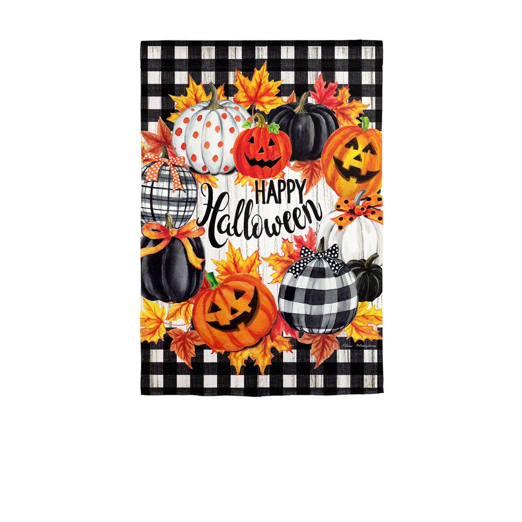 Halloween Pumpkin Wreath HOUSE Suede Flag - Monogram Market