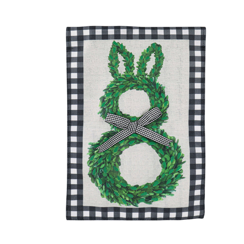 Boxwood Bunny Garden Burlap Flag - Monogram Market