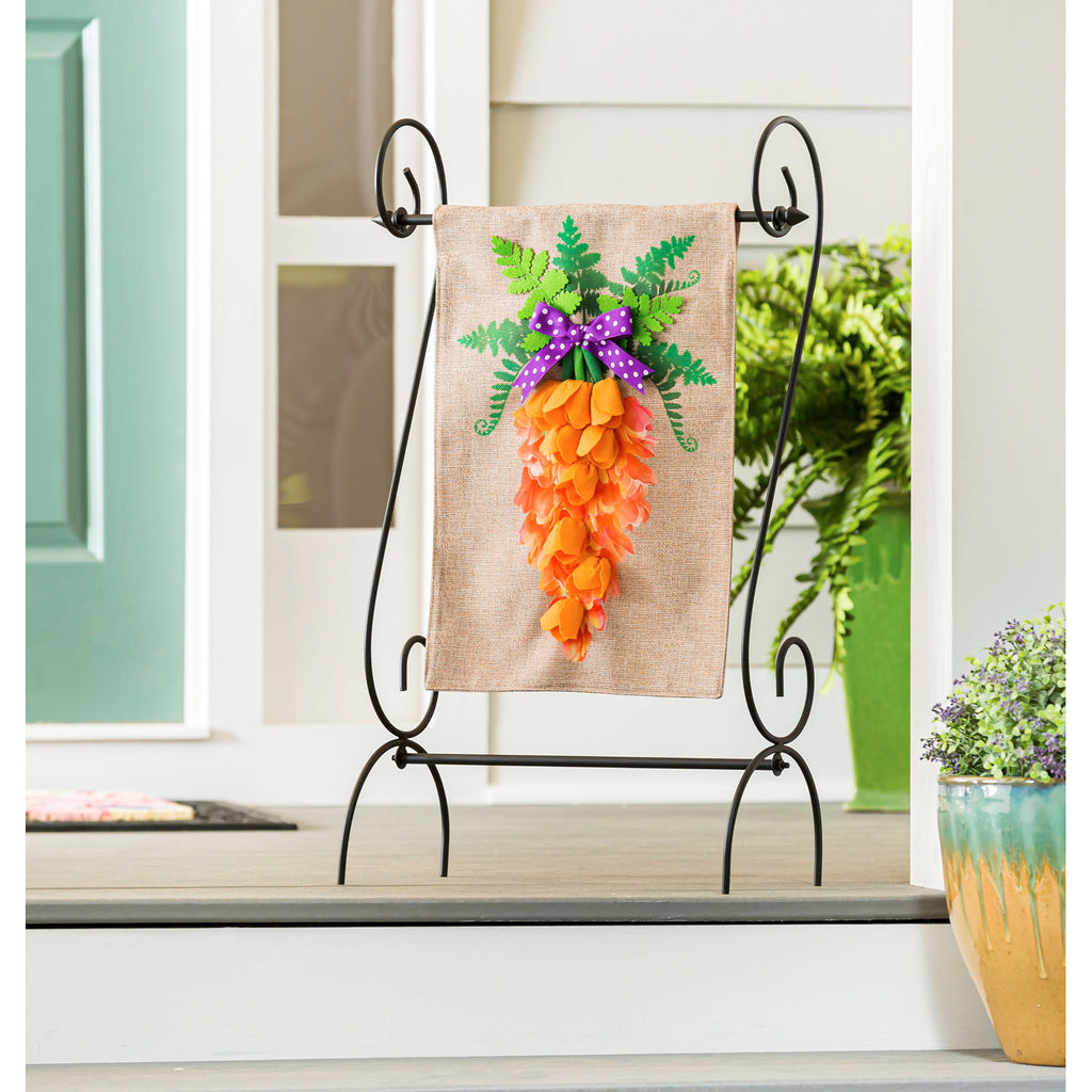 Carrot in Bloom Garden Burlap Flag - Monogram Market