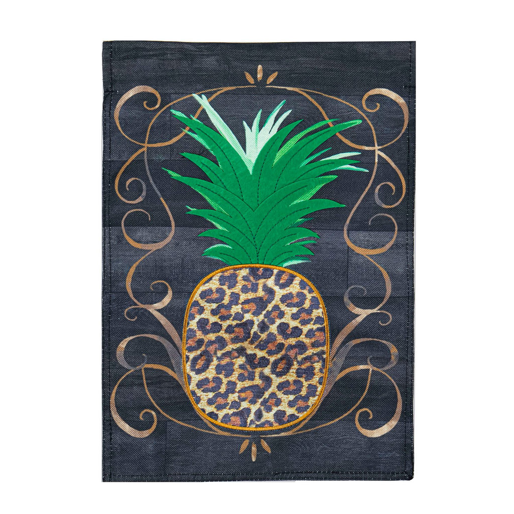 Animal Print Pineapple Garden Burlap Flag - Monogram Market