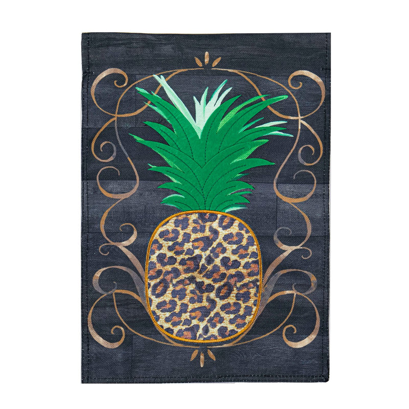 Animal Print Pineapple Garden Burlap Flag - Monogram Market