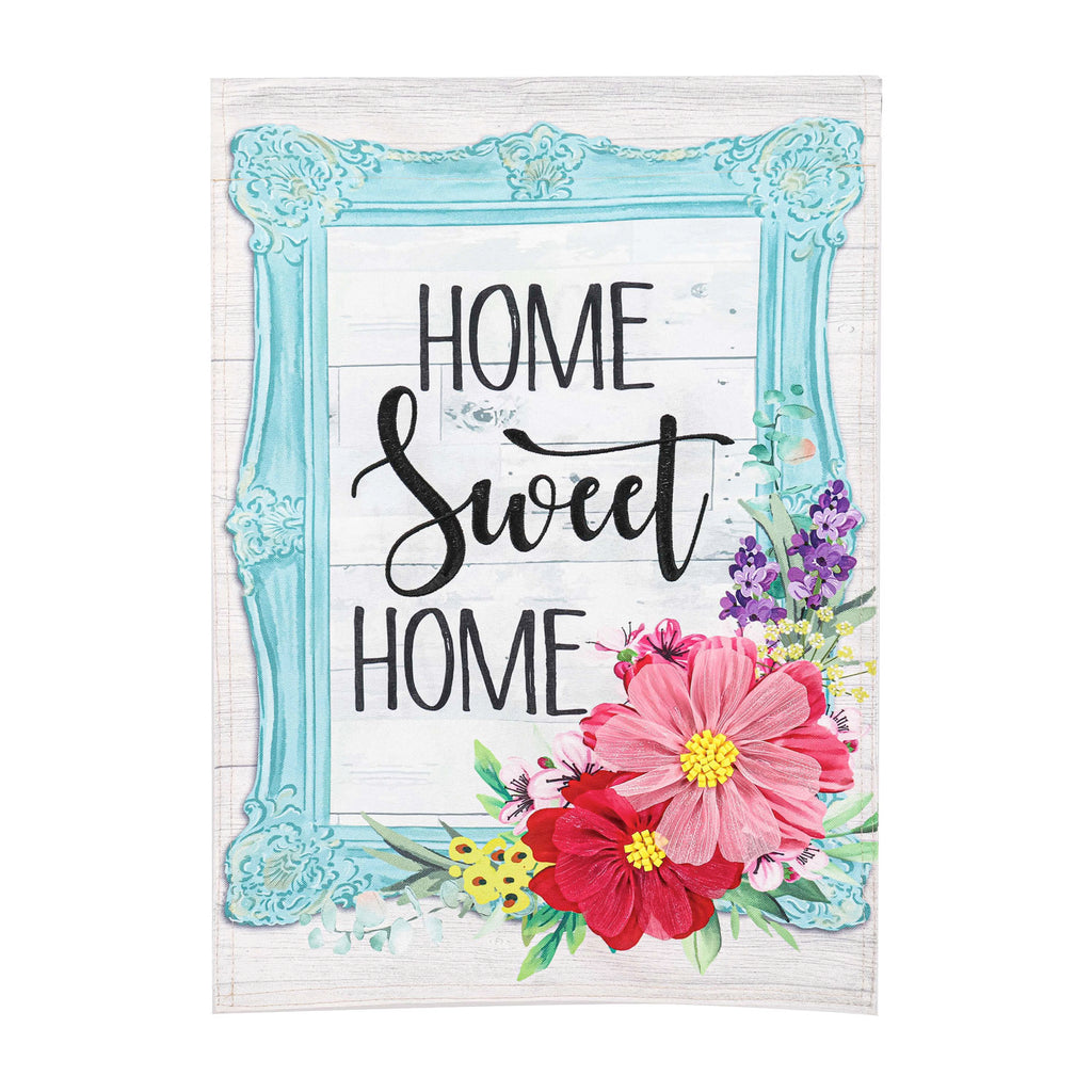 Home Sweet Home Frame Garden Linen Flag - Monogram Market