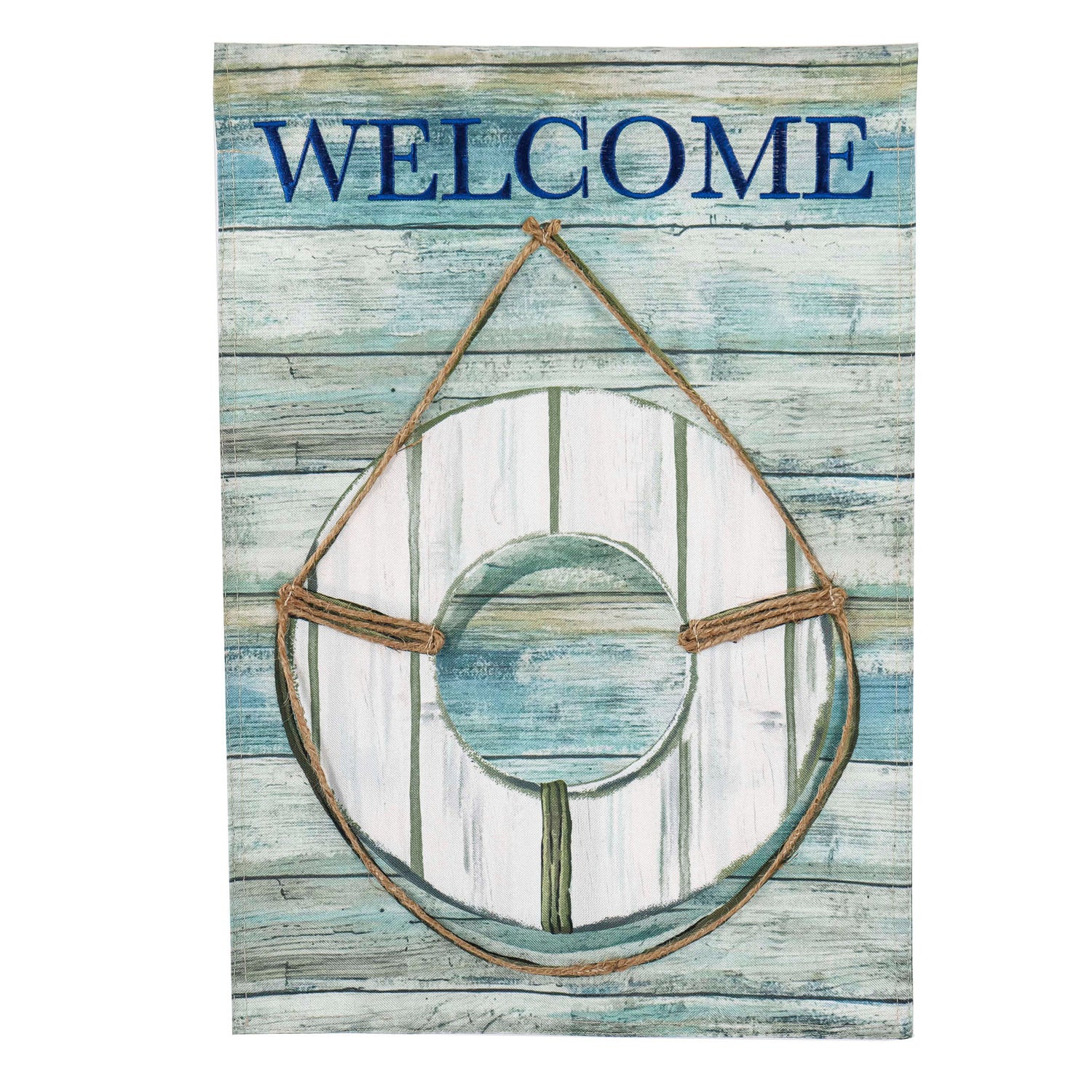 Wood Background Lifesaver Garden Linen Flag