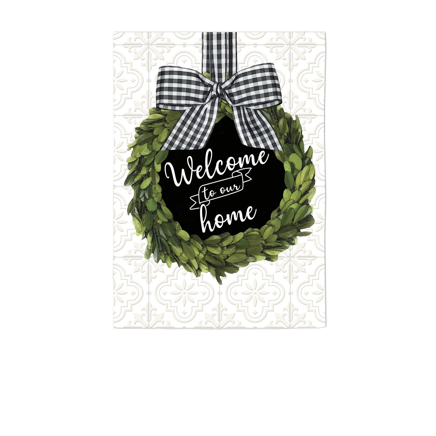 Monogram Market Boxwood Wreath Garden Flag