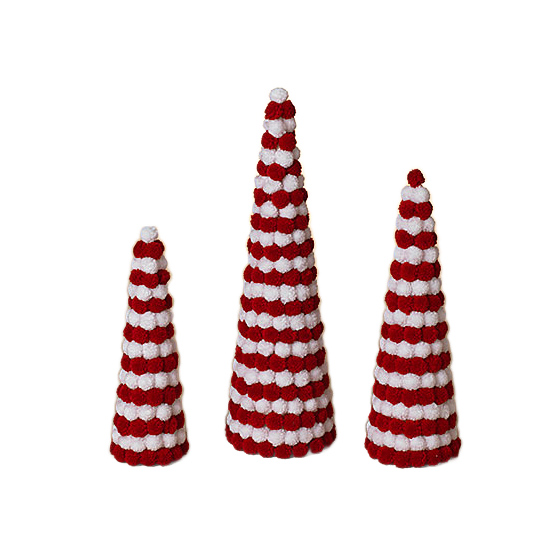 Red & White Pom Pom Christmas Cone Trees - Monogram Market