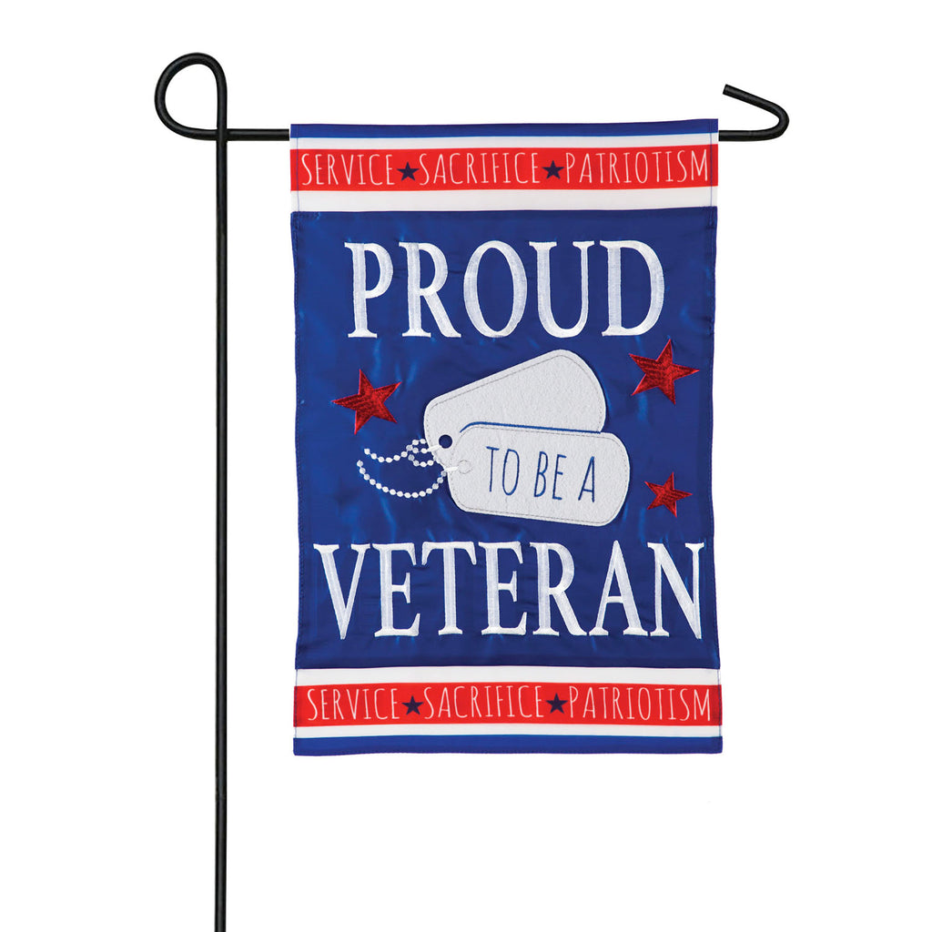 Proud Veteran Garden Applique Flag - Monogram Market