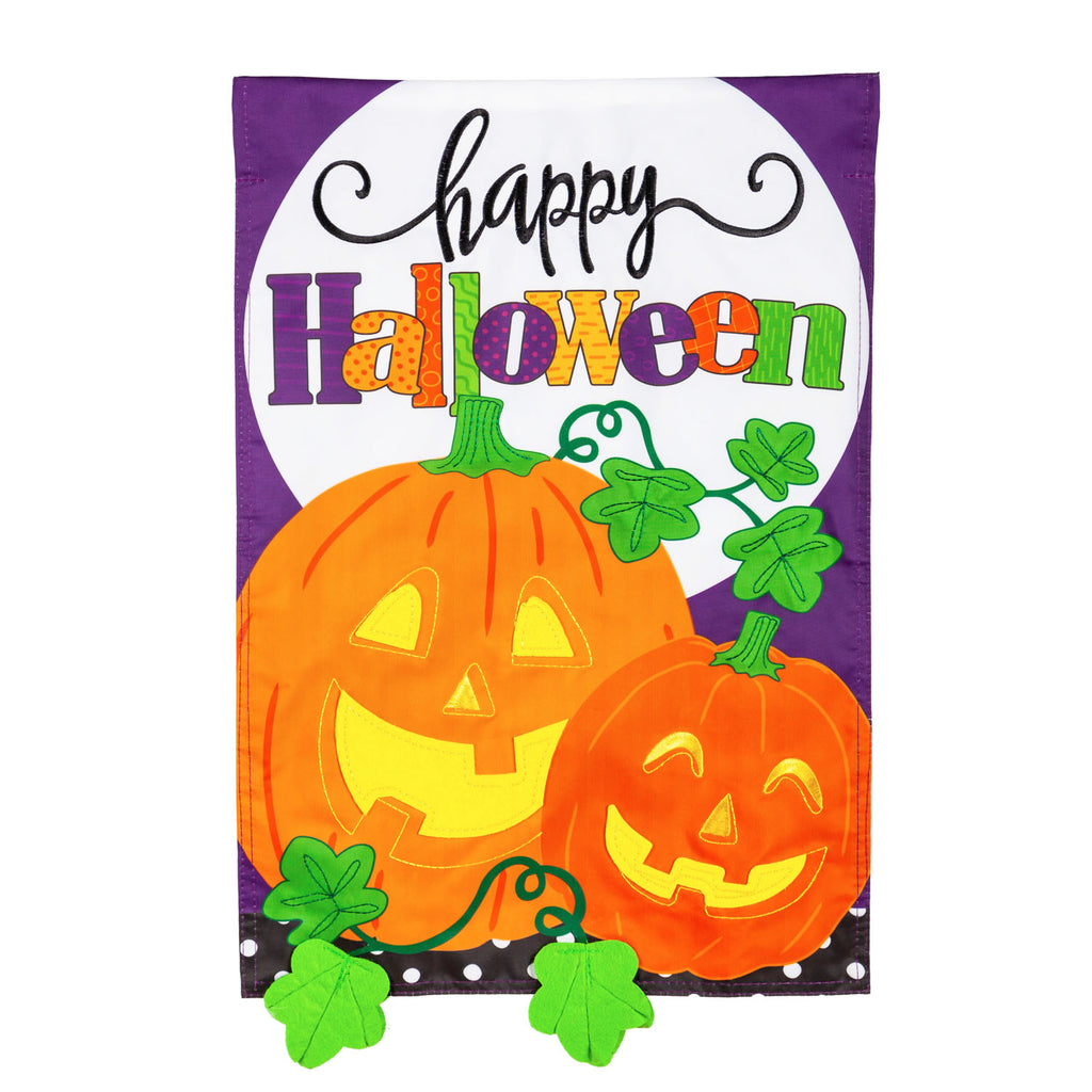 Halloween Jack-O-Lanterns Applique Garden Flag - Monogram Market
