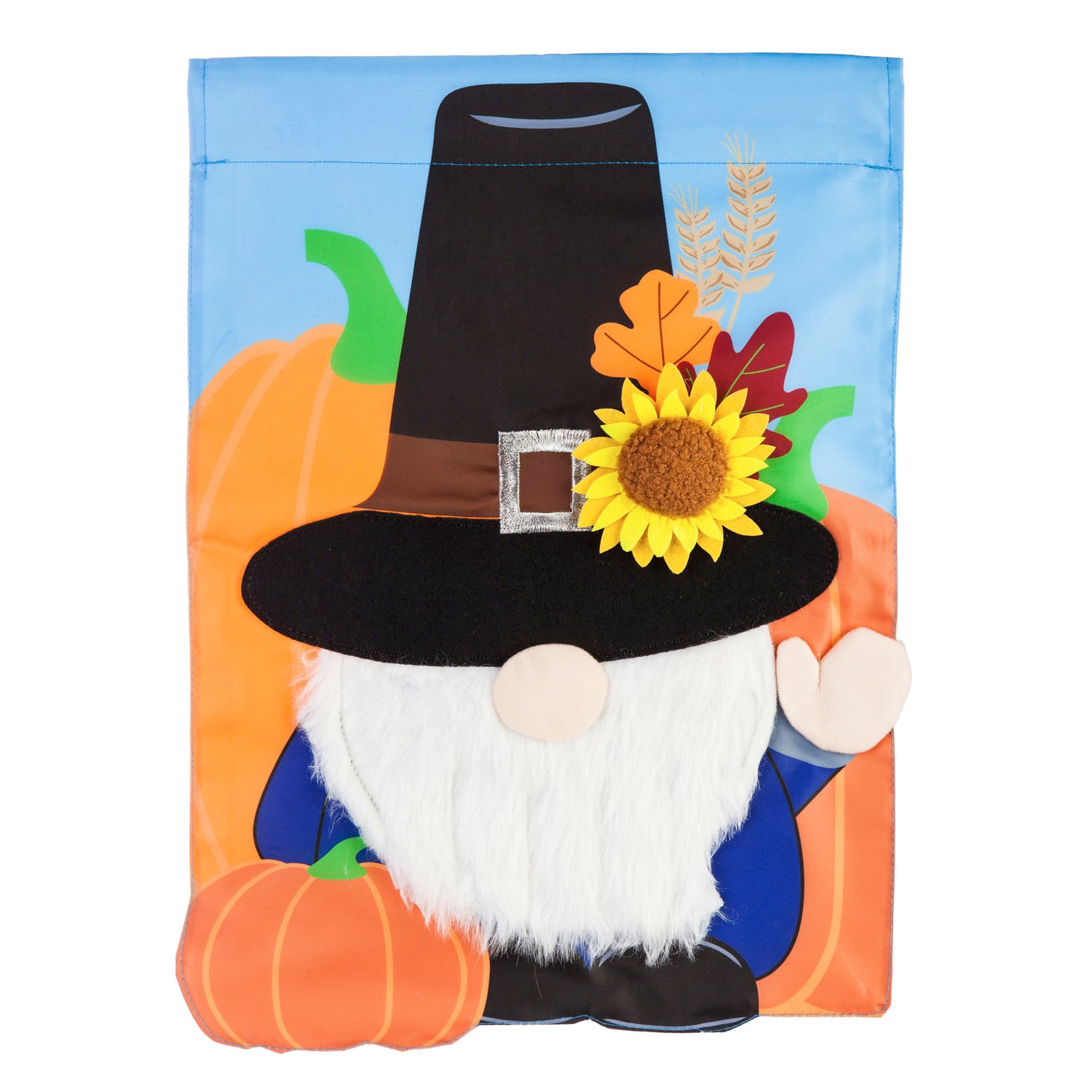 Pilgrim Gnome Garden Applique Flag