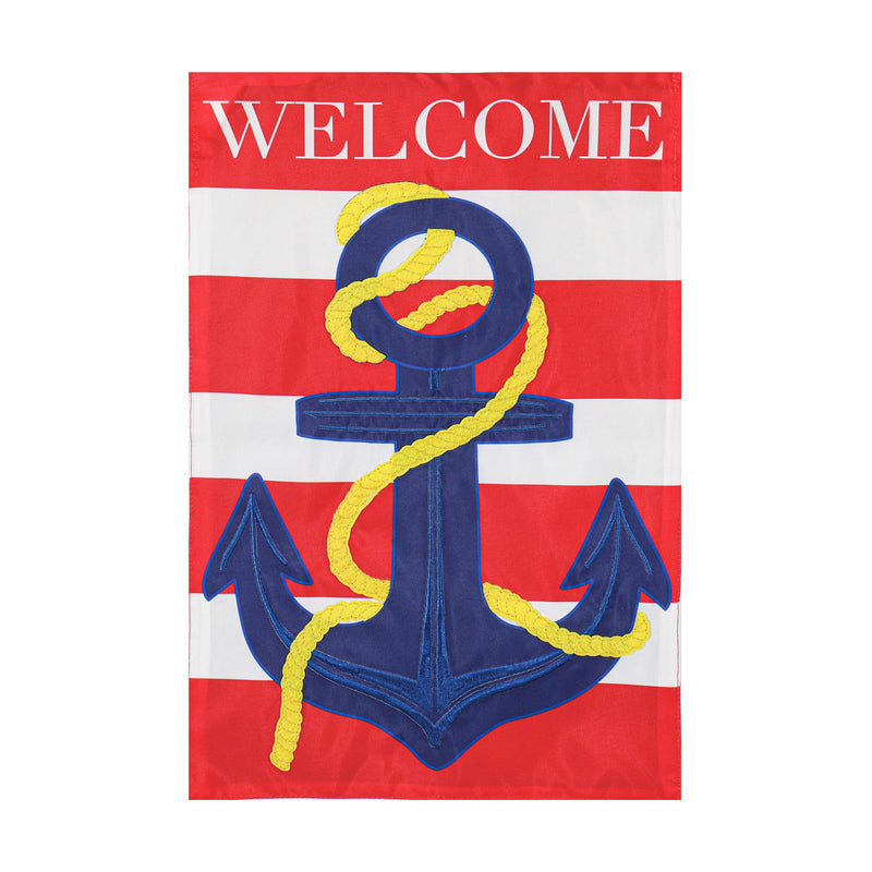 Anchor Stripe Garden Applique Flag - Monogram Market