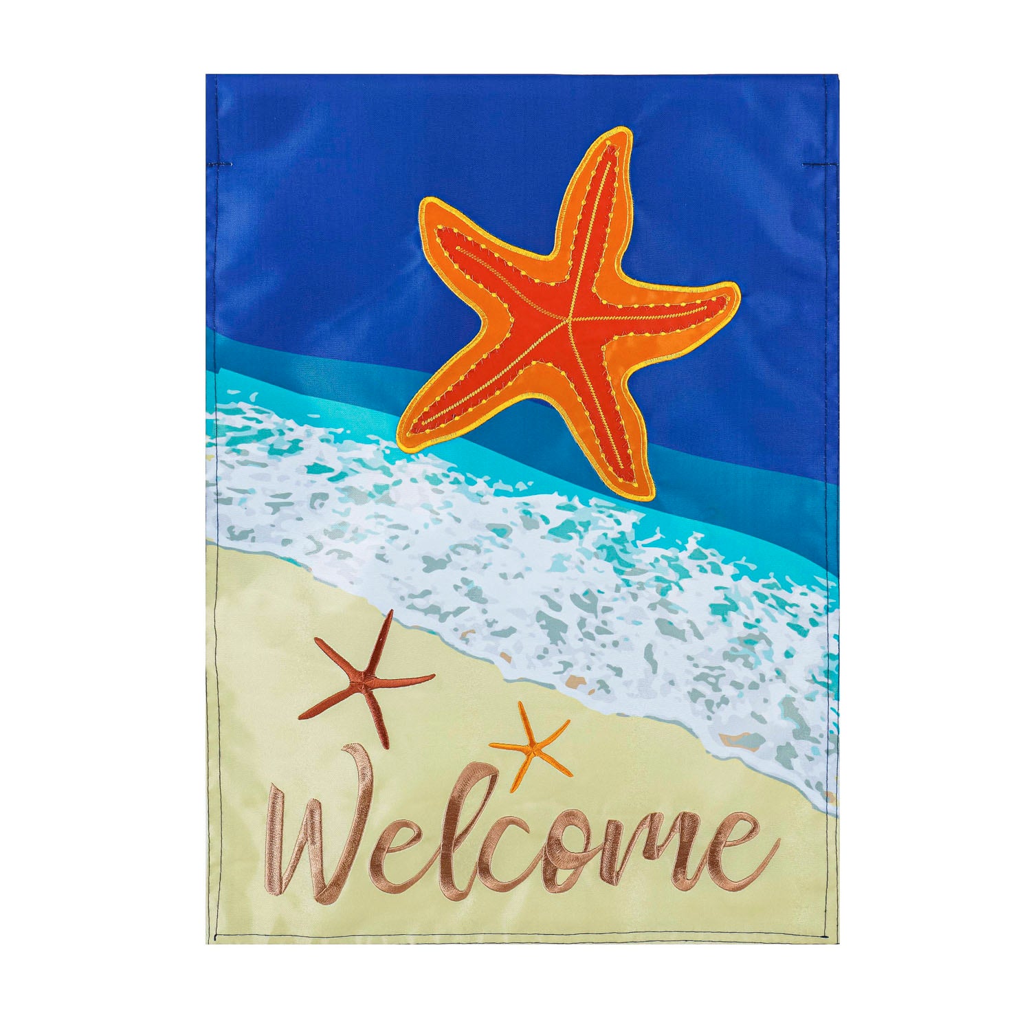 Starfish on the Sand Garden Applique Flag