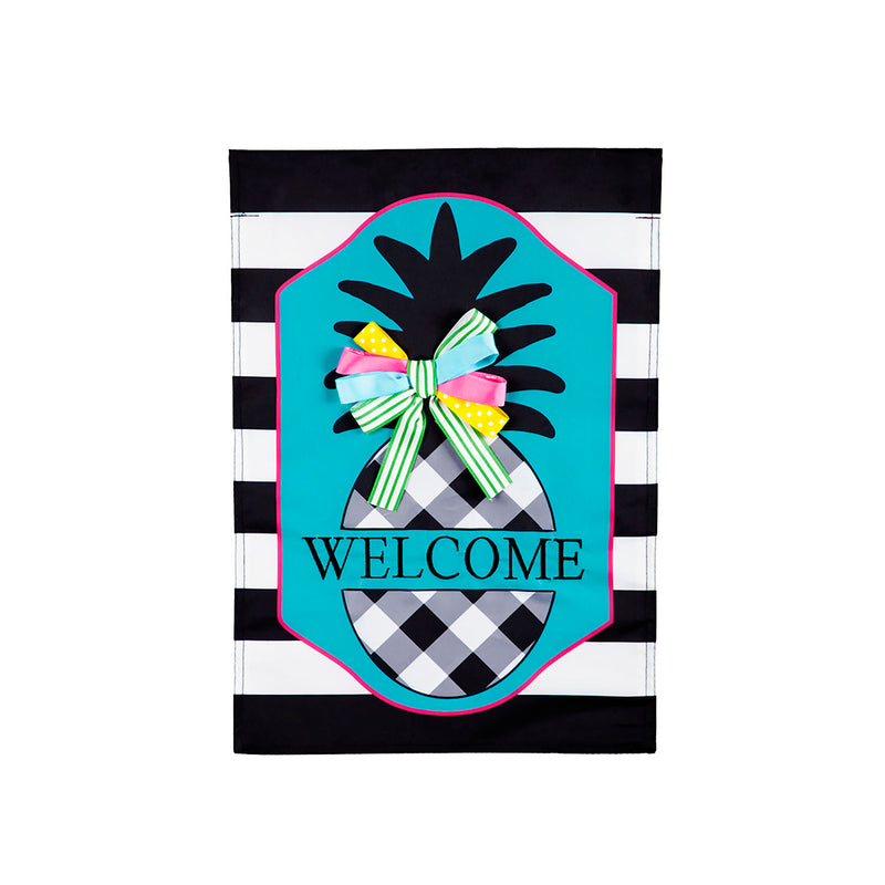 Black and White Pineapple Garden Applique Flag - Monogram Market