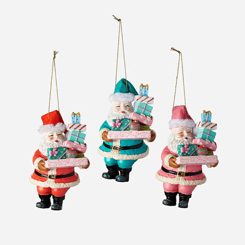 Santa with Stack of Presents Christmas Ornament, 4.5" - Monogram Market