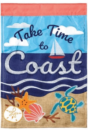 Take Time to Coast Double Appliqué Garden Flag