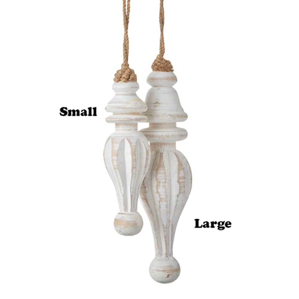 Distressed White Wood Finial Ornament - Thumbnail 5