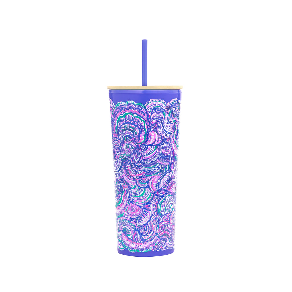 Lilly Pulitzer Acrylic Tumbler with Straw, Happy As A Clam - Monogram Market