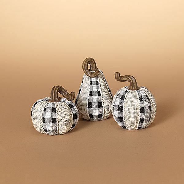 Buffalo Plaid Resin Pumpkins