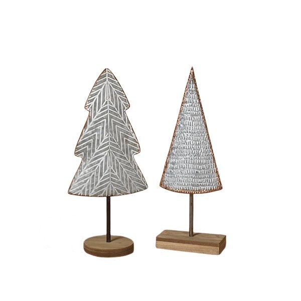 Metal Holiday Trees on Wooden Bases - Monogram Market