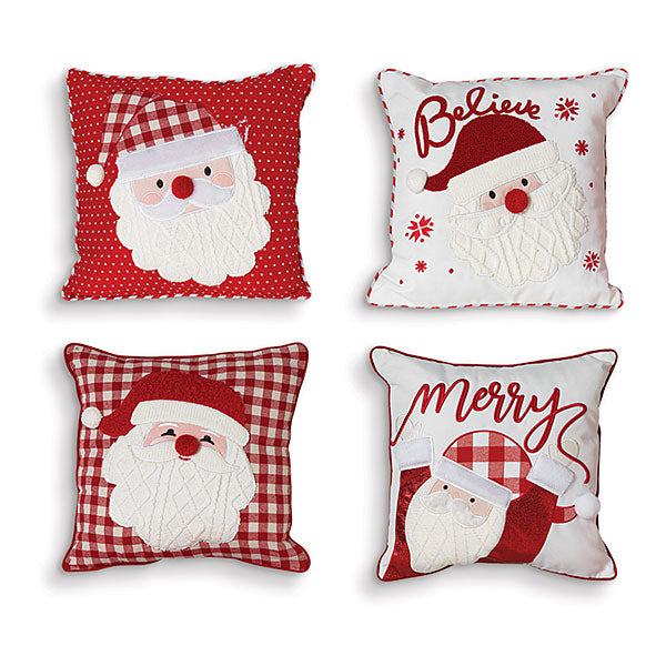 Mixed Print Santa Appliqué Throw Pillows, 16" - Monogram Market