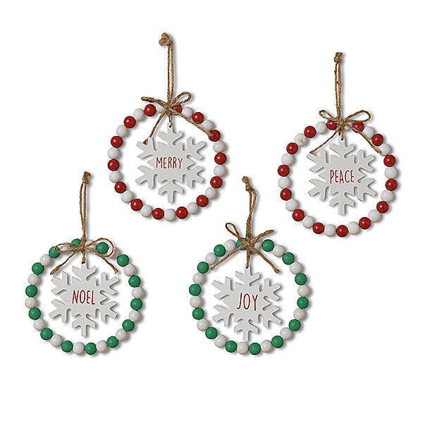 Wood Bead & Snowflake Double Sided Ornament