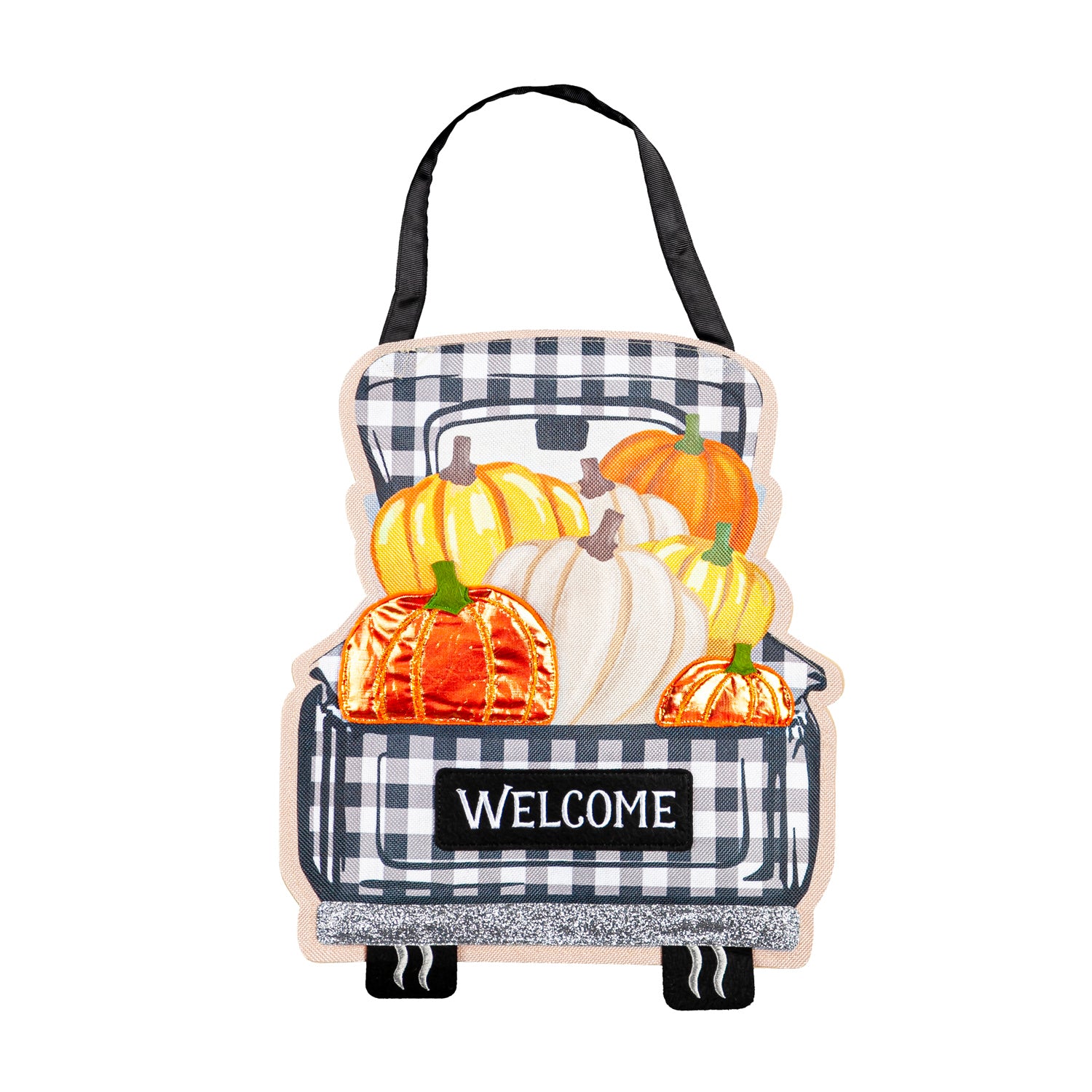 Pumpkin Plaid Truck Door Decor