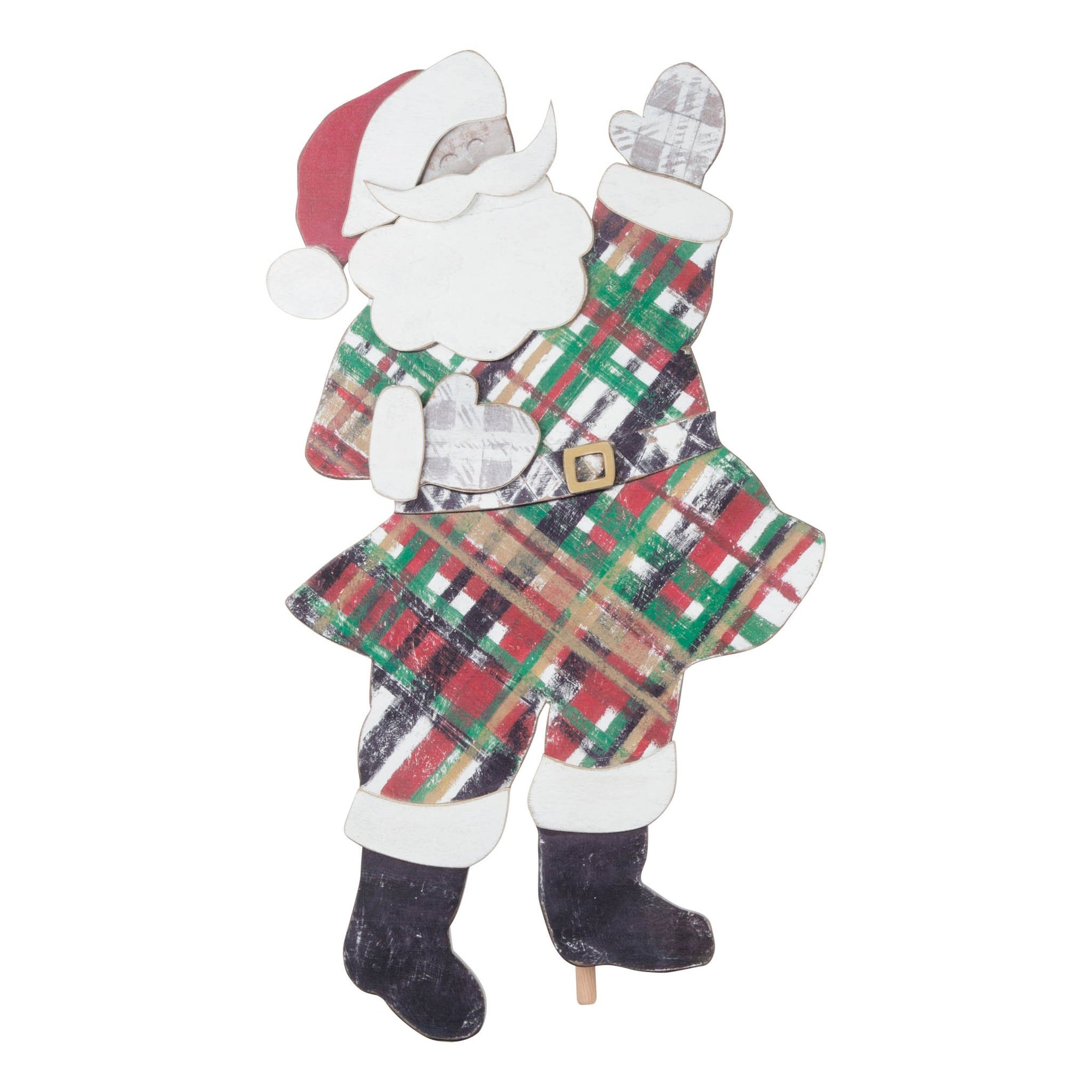 Plaid Santa Wood Topper