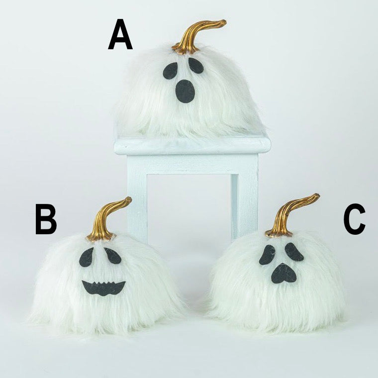 Furry Ghost Tabletop Pumpkins - Monogram Market